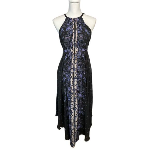 Free People Dresses & Skirts - Free People Gray Caught In The Moment Floral Printed Cutout Halter Maxi Dress 2